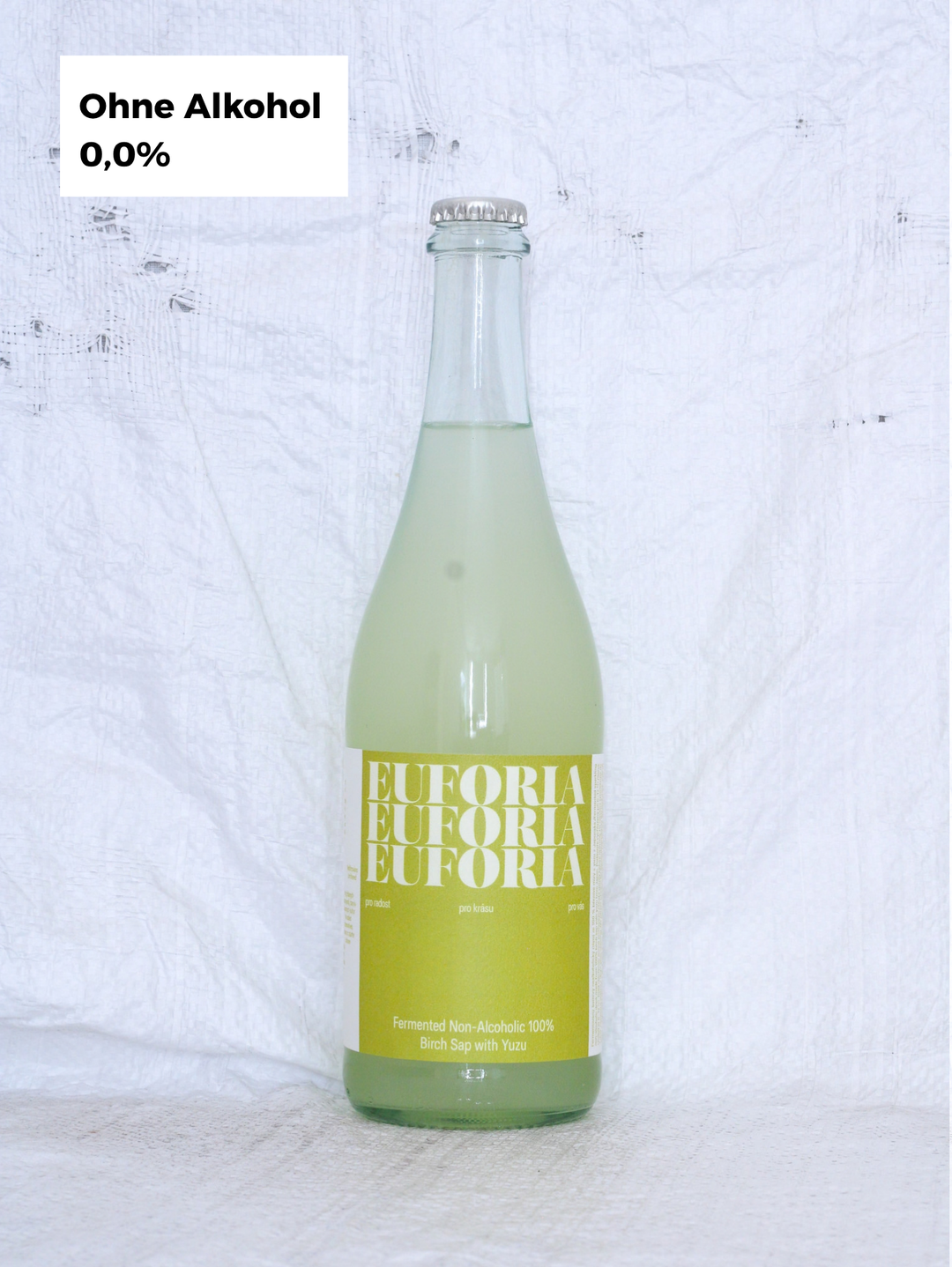 Euforia
Yuzu 2026 0,75L Laktofermentierter Birkensaft mit Yuzu.

Getränk ohne Alkohol, Alkoholgehalt: 0%.