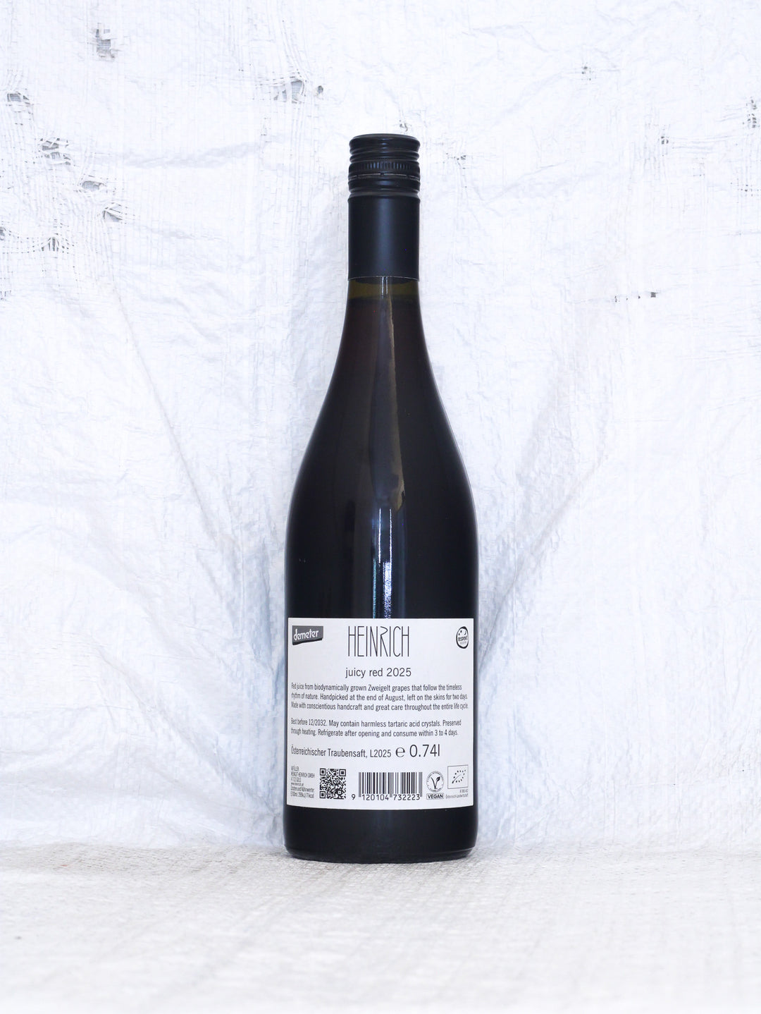 Juicy Red Traubensaft Bio Heinrich Flasche Hinteransicht
