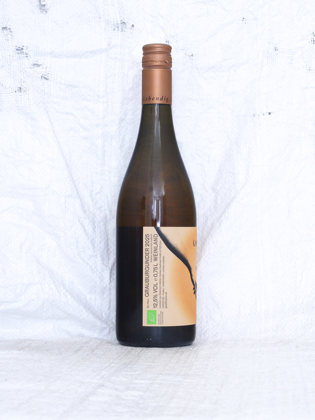 Rückseite von Andreas Gsellmann Grauburgunder 2025 Bio Wein aus Österreich mit Angaben zu Ausbau und Herkunft