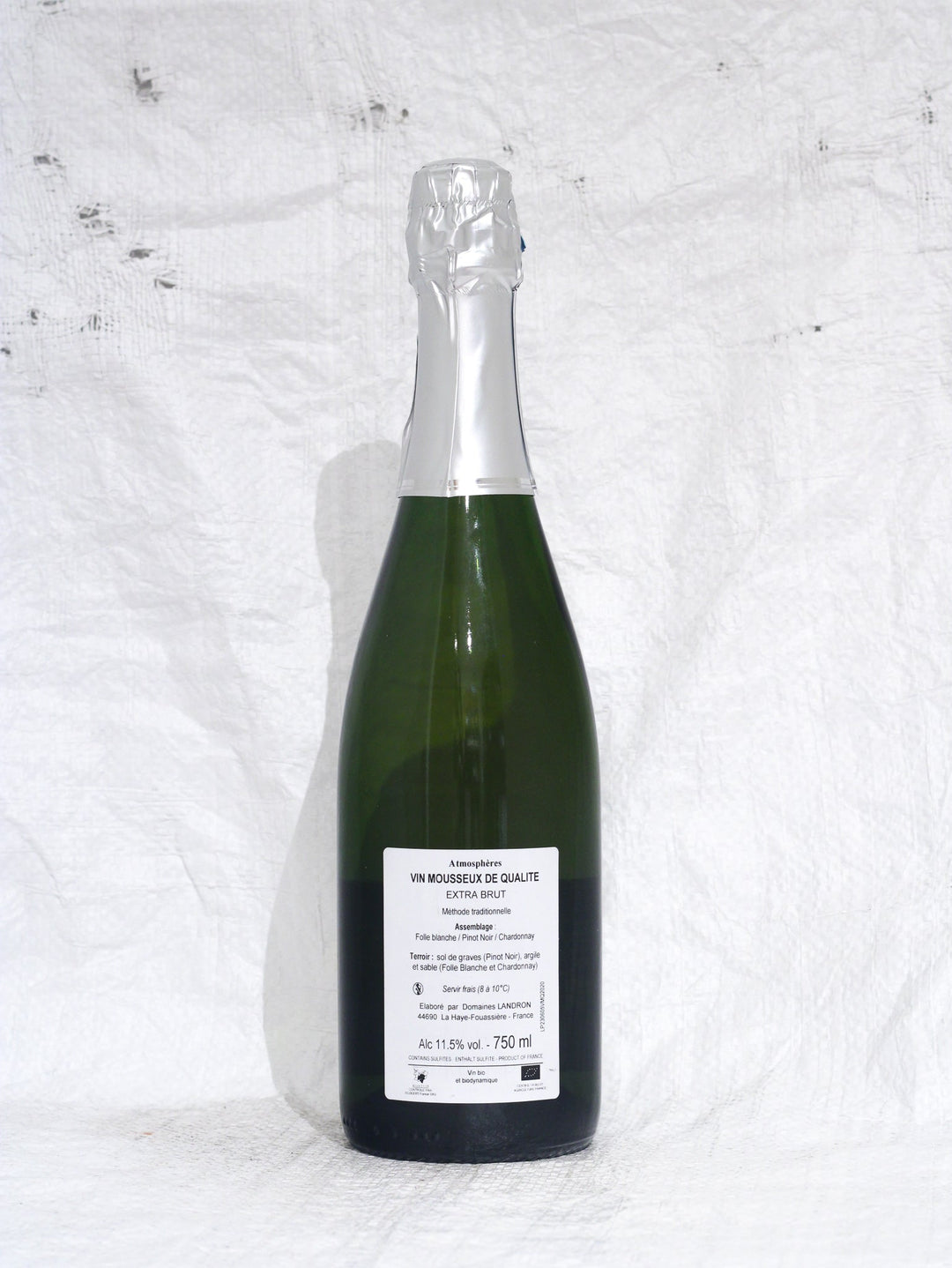 Domaine Jo Landron Atmosphères Flasche Hinteransicht – Biodynamischer Schaumwein aus der Loire Frankreich Méthode Traditionnelle