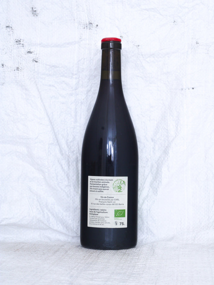 Detailansicht der Weinflasche Le Bout de la Rue 2024 von François Saint-Lô – biologisch erzeugter Naturwein aus Frankreich.