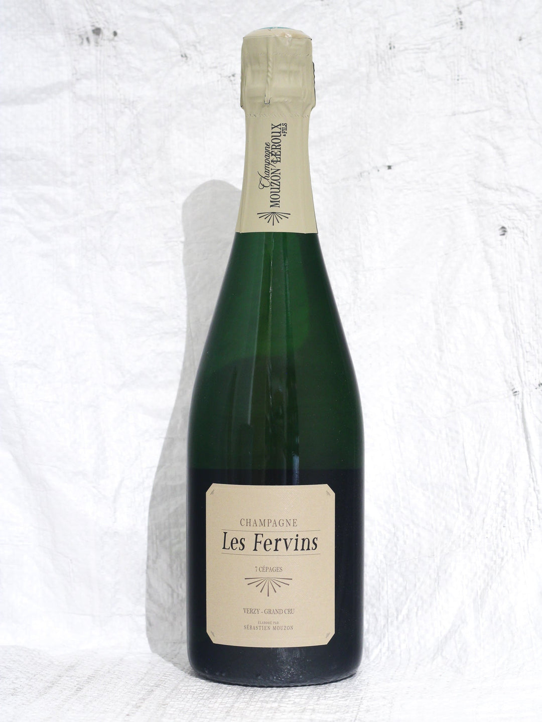 Les Fervins 2018 Bio Champagner von Mouzon-Leroux – Vorderansicht der 7er Cuvée Grand Cru Verzy Flasche mit Etikett