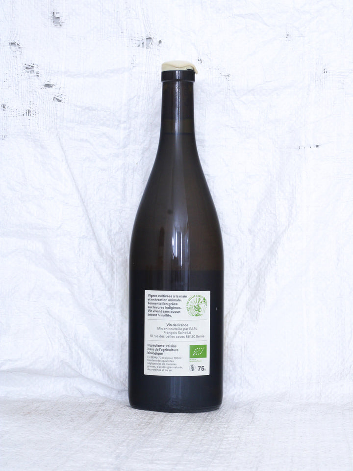 Detailansicht der Weinflasche Les Pouches 2023 von François Saint-Lô – biologisch erzeugter Naturwein aus Frankreich.
