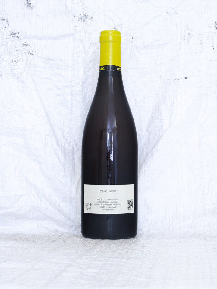 Rücketikett von Matassa Alexandria 2025 Orange Wine aus Frankreich mit Details zu Muscat, Ausbau und Naturwein Herstellung
