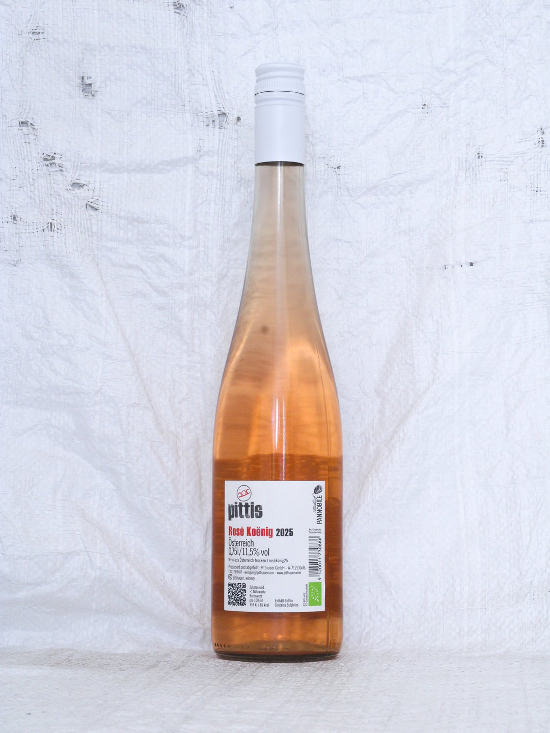 Rosé König 2025 Bio Roséwein Pittnauer aus dem Burgenland Flasche Hinteransicht
