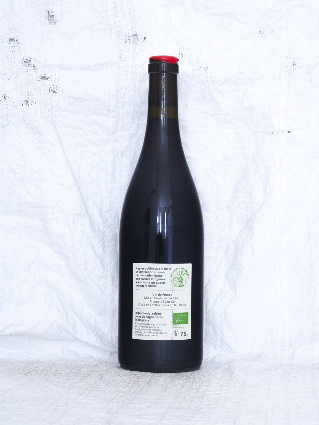 Detailansicht der Weinflasche Unis de Bois Guyon 2023 von François Saint-Lô – biologisch erzeugter Naturwein aus Frankreich.