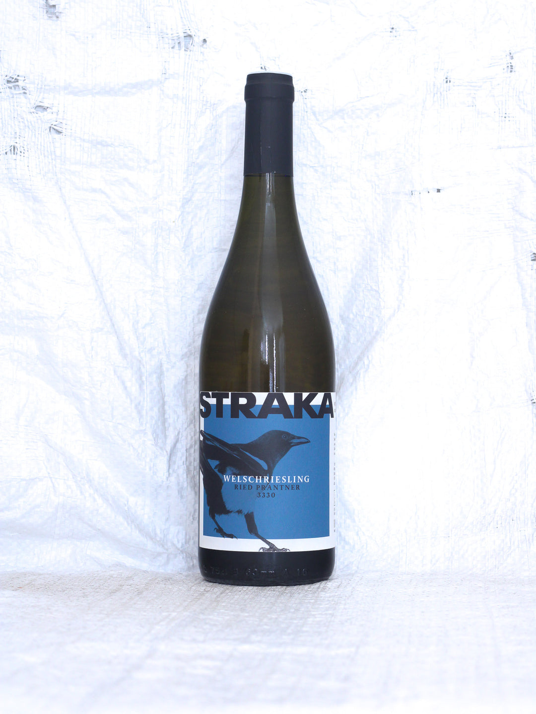 Vorderetikett des Welschriesling 3330 Ried Prantner 2023 von Thomas Straka. Biowein aus dem Südburgenland mit mineralischer Frische und Herkunftscharakter.