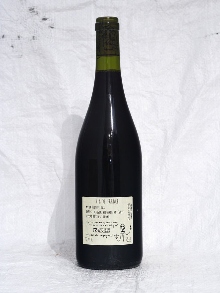 ücketikett des ALCAB 2020 von Baptiste Cousin. Details zur Herkunft Vin de France, biodynamische Arbeitsweise, Abfüllung in Martigné-Briand und Verzicht auf jegliche önologische Zusätze.